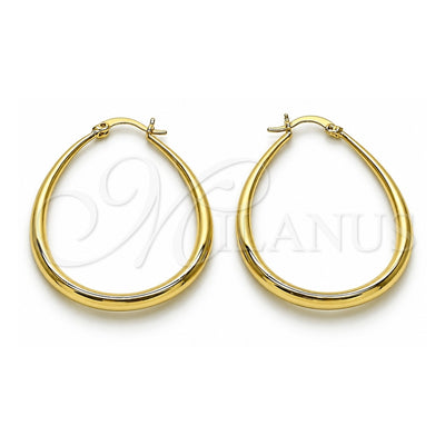 Oro Laminado Medium Hoop, Gold Filled Style Teardrop and Hollow Design, Polished, Golden Finish, 02.122.0092.35