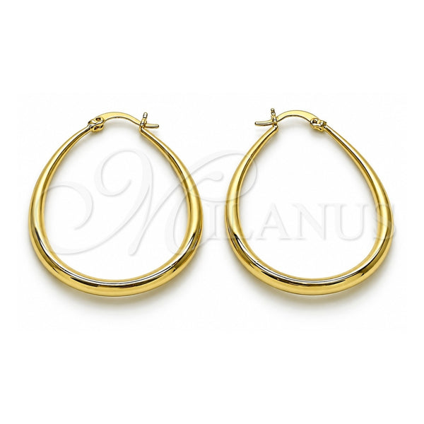 Oro Laminado Medium Hoop, Gold Filled Style Teardrop and Hollow Design, Polished, Golden Finish, 02.122.0092.35