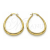 Oro Laminado Medium Hoop, Gold Filled Style Teardrop and Hollow Design, Polished, Golden Finish, 02.122.0092.35