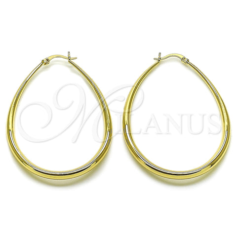 Oro Laminado Medium Hoop, Gold Filled Style Teardrop and Hollow Design, Polished, Golden Finish, 02.122.0092.45