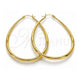 Argolla Grande 02.122.0092.50 Oro Laminado, Diseño de Gota y Hueco, Pulido, Tono Dorado