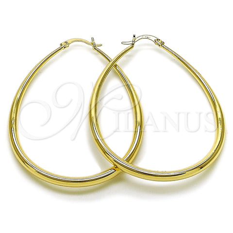 Oro Laminado Large Hoop, Gold Filled Style Teardrop and Hollow Design, Polished, Golden Finish, 02.122.0092.50