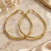 Oro Laminado Large Hoop, Gold Filled Style Teardrop and Hollow Design, Polished, Golden Finish, 02.122.0092.55