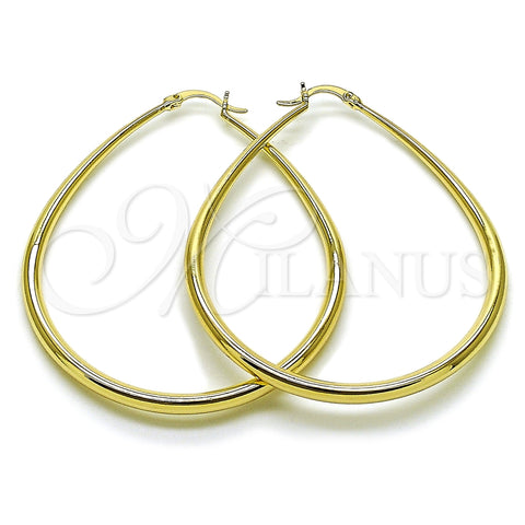 Oro Laminado Large Hoop, Gold Filled Style Teardrop and Hollow Design, Polished, Golden Finish, 02.122.0092.55
