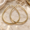 Oro Laminado Extra Large Hoop, Gold Filled Style Teardrop and Hollow Design, Polished, Golden Finish, 02.122.0092.70
