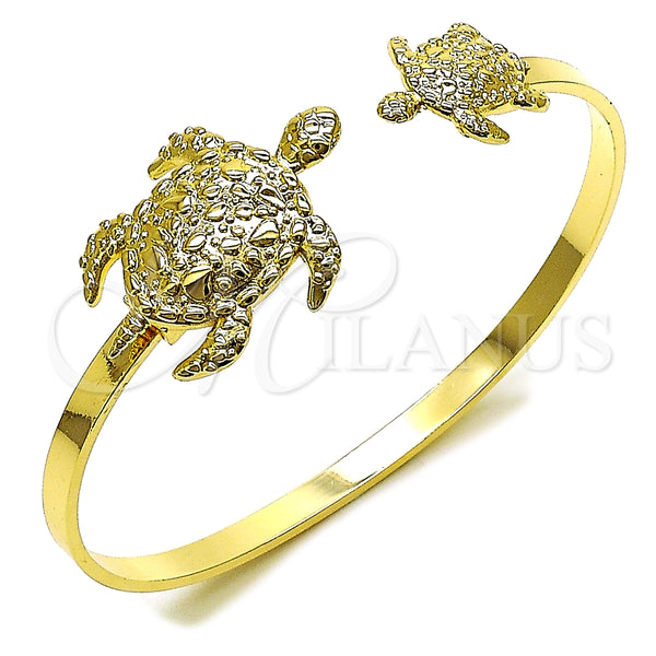 Oro Laminado Individual Bangle, Gold Filled Style Turtle Design, Polished, Golden Finish, 07.413.0006