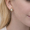 Oro Laminado Stud Earring, Gold Filled Style Cluster Design, Polished, Golden Finish, 02.156.0742