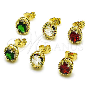 Gold Filled Ring — Stud Earring Cluster Design with Green and White — main product view — SKU 163559 | Oro Laminado anillo — Stud Earring Cluster diseño with Green and blanco — SKU 163559