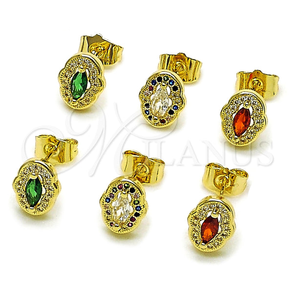 Gold Filled Ring — Stud Earring Cluster Design with White Cubic Zirconia — alternate product view — SKU 163563 | Oro Laminado anillo — Stud Earring Cluster diseño with blanco Cubic Zirconia — SKU 163563