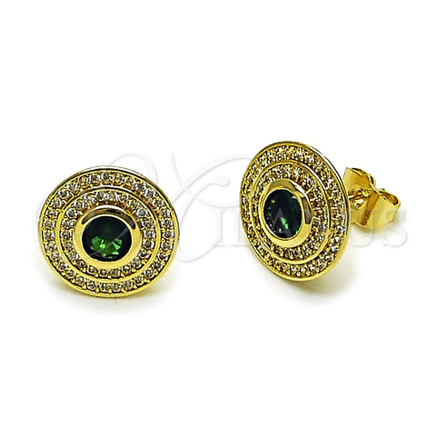 Oro Laminado Stud Earring, Gold Filled Style Cluster Design, with White Cubic Zirconia and White Micro Pave, Polished, Golden Finish, 02.156.0744