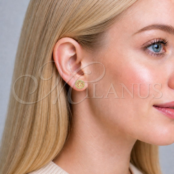 Gold Filled Ring — Stud Earring Tree Design with White Cubic Zirconia — alternate product view — SKU 163576 | Oro Laminado anillo — Stud Earring Tree diseño with blanco Cubic Zirconia — SKU 163576