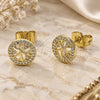 Oro Laminado Stud Earring, Gold Filled Style Tree Design, with White Cubic Zirconia, Polished, Golden Finish, 02.156.0747
