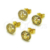 Oro Laminado Stud Earring, Gold Filled Style Tree Design, with White Cubic Zirconia, Polished, Golden Finish, 02.156.0747