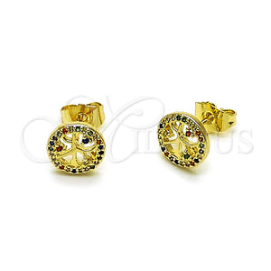 Gold Filled Ring — Stud Earring Tree Design with Multicolor Cubic Zirconia — main product view — SKU 163577 | Oro Laminado anillo — Stud Earring Tree diseño with Multicolor Cubic Zirconia — SKU 163577