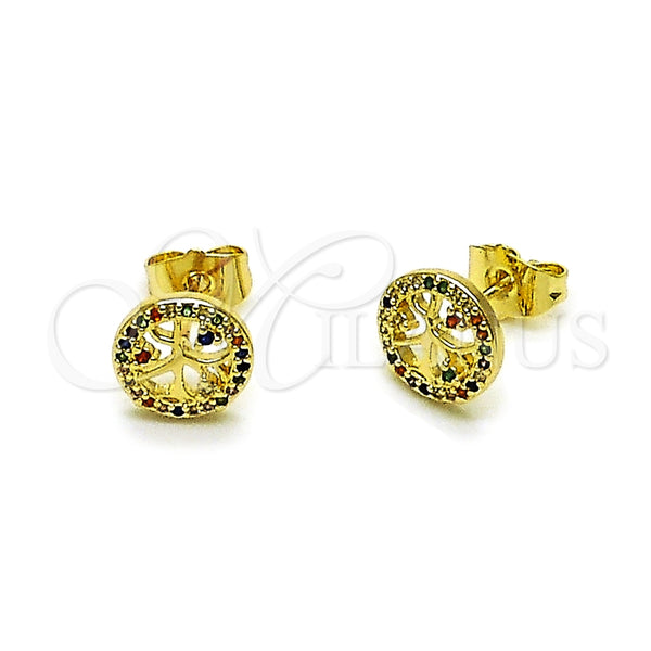 Gold Filled Ring — Stud Earring Tree Design with Multicolor Cubic Zirconia — main product view — SKU 163577 | Oro Laminado anillo — Stud Earring Tree diseño with Multicolor Cubic Zirconia — SKU 163577