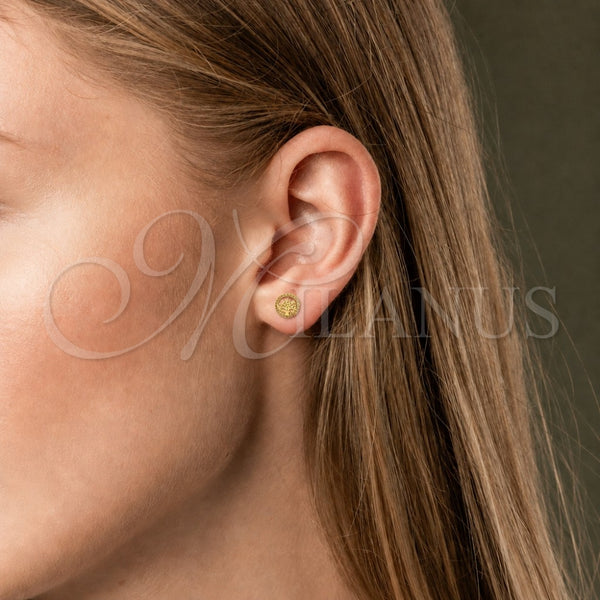 Gold Filled Ring — Stud Earring Tree Design with White Micro Pave — alternate product view — SKU 163578 | Oro Laminado anillo — Stud Earring Tree diseño with blanco Micro Pave — SKU 163578