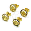 Oro Laminado Stud Earring, Gold Filled Style Tree Design, with Multicolor Micro Pave, Polished, Golden Finish, 02.156.0748.1
