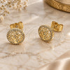 Oro Laminado Stud Earring, Gold Filled Style Tree Design, with White Cubic Zirconia and White Micro Pave, Polished, Golden Finish, 02.156.0749