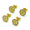Oro Laminado Stud Earring, Gold Filled Style Tree Design, with Multicolor Micro Pave and Multicolor Cubic Zirconia, Polished, Golden Finish, 02.156.0749.1