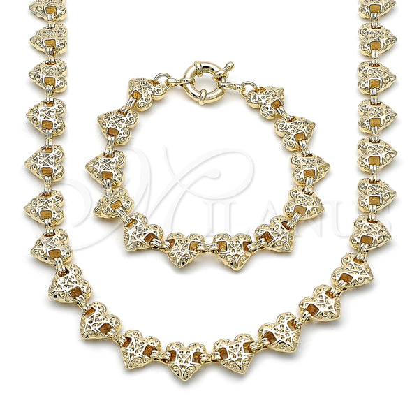 Oro Laminado Necklace and Bracelet, Gold Filled Style Polished, Golden Finish, 06.418.0001.18