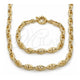 Oro Laminado Necklace and Bracelet, Gold Filled Style Puff Mariner and Mariner Design, Polished, Golden Finish, 06.418.0004.18