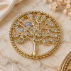 Oro Laminado Fancy Pendant, Gold Filled Style Tree Design, with White Micro Pave, Polished, Golden Finish, 05.156.0214