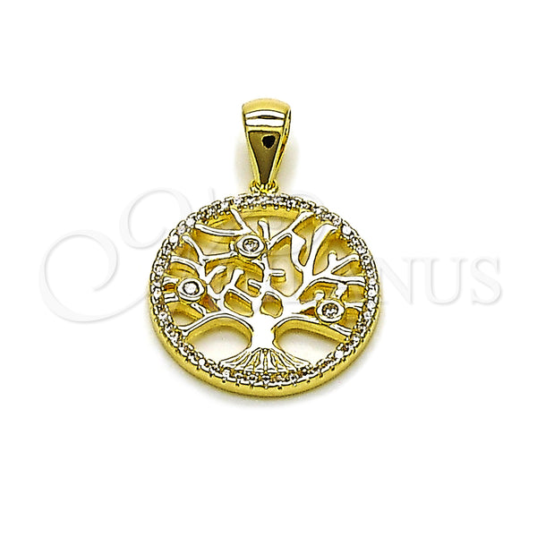 Gold Filled Pendant — Fancy Pendant Tree Design with White Cubic Zirconia — main product view — SKU 163592 | Oro Laminado dije — elegante Pendant Tree diseño with blanco Cubic Zirconia — SKU 163592