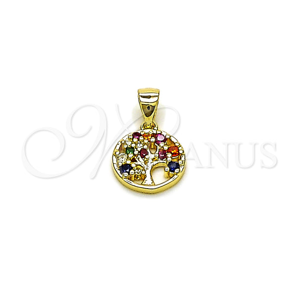 Gold Filled Pendant — Fancy Pendant Tree Design with Multicolor Cubic Zirconia — main product view — SKU 163595 | Oro Laminado dije — elegante Pendant Tree diseño with Multicolor Cubic Zirconia — SKU 163595