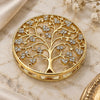 Oro Laminado Fancy Pendant, Gold Filled Style Tree and Heart Design, with White Micro Pave, Polished, Golden Finish, 05.156.0222