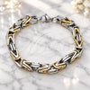 Stainless Steel Fancy Bracelet, Polished, Two Tone, 03.435.0011.2.09 (Thickness, 9 Inches Length)