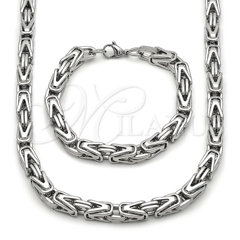 Stainless Steel Necklace and Bracelet, Polished, Steel Finish, 06.435.0007.22