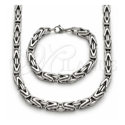 Stainless Steel Necklace and Bracelet, Polished, Steel Finish, 06.435.0007.22