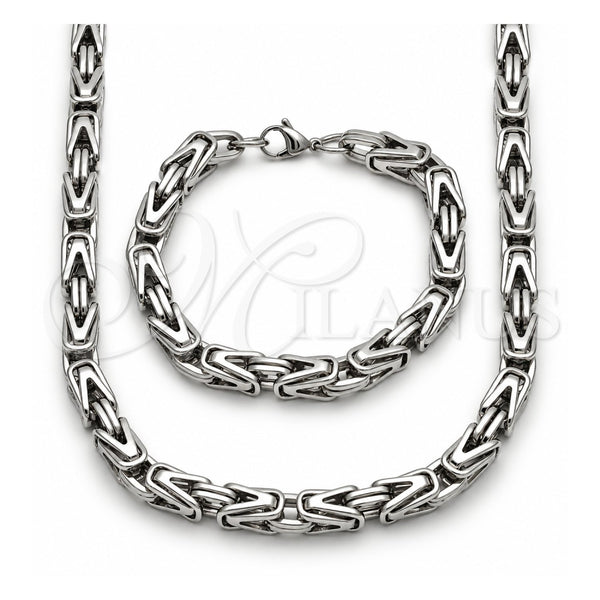 Stainless Steel Necklace and Bracelet, Polished, Steel Finish, 06.435.0007.22