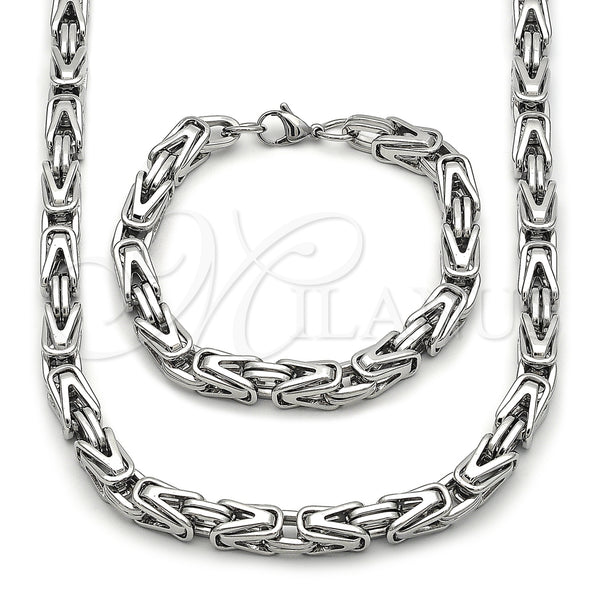 Stainless Steel Necklace and Bracelet, Polished, Steel Finish, 06.435.0007.22