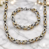 Stainless Steel Necklace and Bracelet, Polished, Two Tone, 06.435.0007.1.22