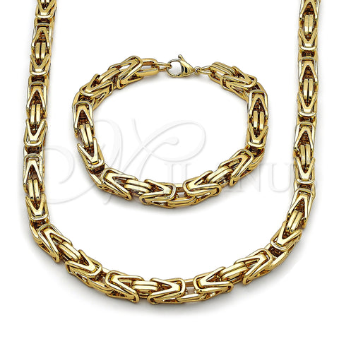 Stainless Steel Necklace and Bracelet, Polished, Golden Finish, 06.435.0007.2.22