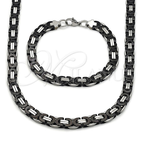 Stainless Steel Necklace and Bracelet, Polished, Two Tone, 06.116.0057.4.22