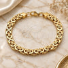 Stainless Steel Fancy Bracelet, Polished, Golden Finish, 03.116.0044.09 (09 MM Thickness, 9 Inches Length)