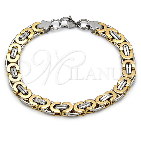 Stainless Steel Fancy Bracelet, Polished, Two Tone, 03.116.0044.1.09 (09 MM Thickness, 9 Inches Length)
