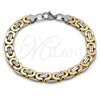 Stainless Steel Fancy Bracelet, Polished, Two Tone, 03.116.0044.1.09 (09 MM Thickness, 9 Inches Length)