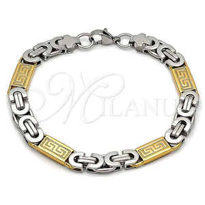 Stainless Steel Bracelet — Fancy Bracelet Greek Key Design Polished Two Tone — main product view — SKU 163611 | Acero Inoxidable brazalete — elegante Bracelet Greek Key diseño pulido Two Tone — SKU 163611