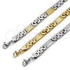 Stainless Steel Fancy Bracelet, Greek Key Design, Polished, Two Tone, 03.116.0045.09 (09 MM Thickness, 9 Inches Length)