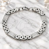 Stainless Steel Fancy Bracelet, Greek Key Design, Polished, Steel Finish, 03.116.0045.1.09 (09 MM Thickness, 9 Inches Length)