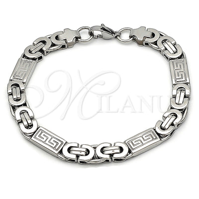 Stainless Steel Fancy Bracelet, Greek Key Design, Polished, Steel Finish, 03.116.0045.1.09 (09 MM Thickness, 9 for wholesale, main product view