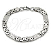 Stainless Steel Fancy Bracelet, Greek Key Design, Polished, Steel Finish, 03.116.0045.1.09 (09 MM Thickness, 9 Inches Length)