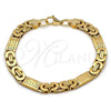 Stainless Steel Fancy Bracelet, Greek Key Design, Polished, Golden Finish, 03.116.0045.2.09