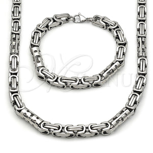 Stainless Steel Bracelet — Necklace and Bracelet Greek Key Design Polished 06. — main product view — SKU 163614 | Acero Inoxidable brazalete — Necklace and Bracelet Greek Key diseño pulido 06. — SKU 163614