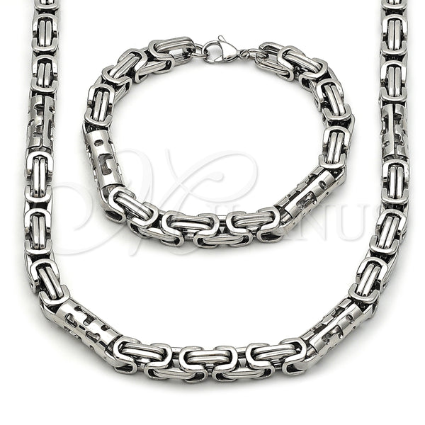 Stainless Steel Bracelet — Necklace and Bracelet Greek Key Design Polished 06. — main product view — SKU 163614 | Acero Inoxidable brazalete — Necklace and Bracelet Greek Key diseño pulido 06. — SKU 163614
