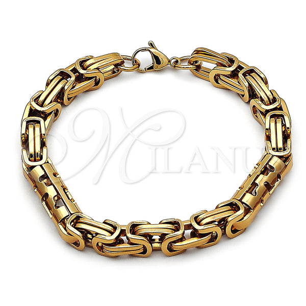Stainless Steel Fancy Bracelet, Polished, Golden Finish, 03.116.0046.1.09 (Thickness, 9 Inches Length)