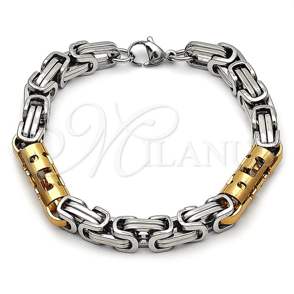 Stainless Steel Fancy Bracelet, Polished, Two Tone, 03.116.0046.2.09 (Thickness, 9 Inches Length)